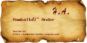Hambalkó Andor névjegykártya